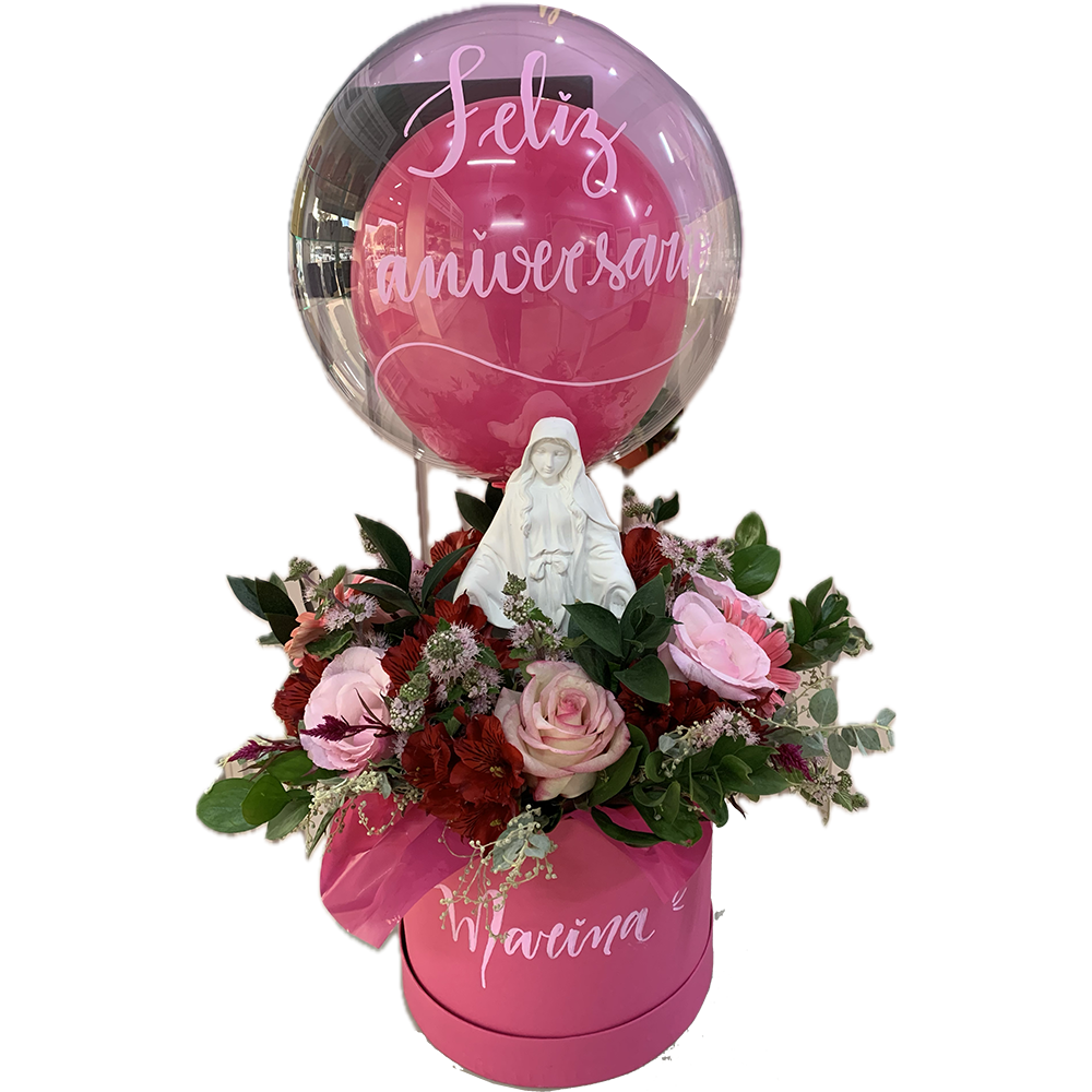 Box de Flores com Santinha pink