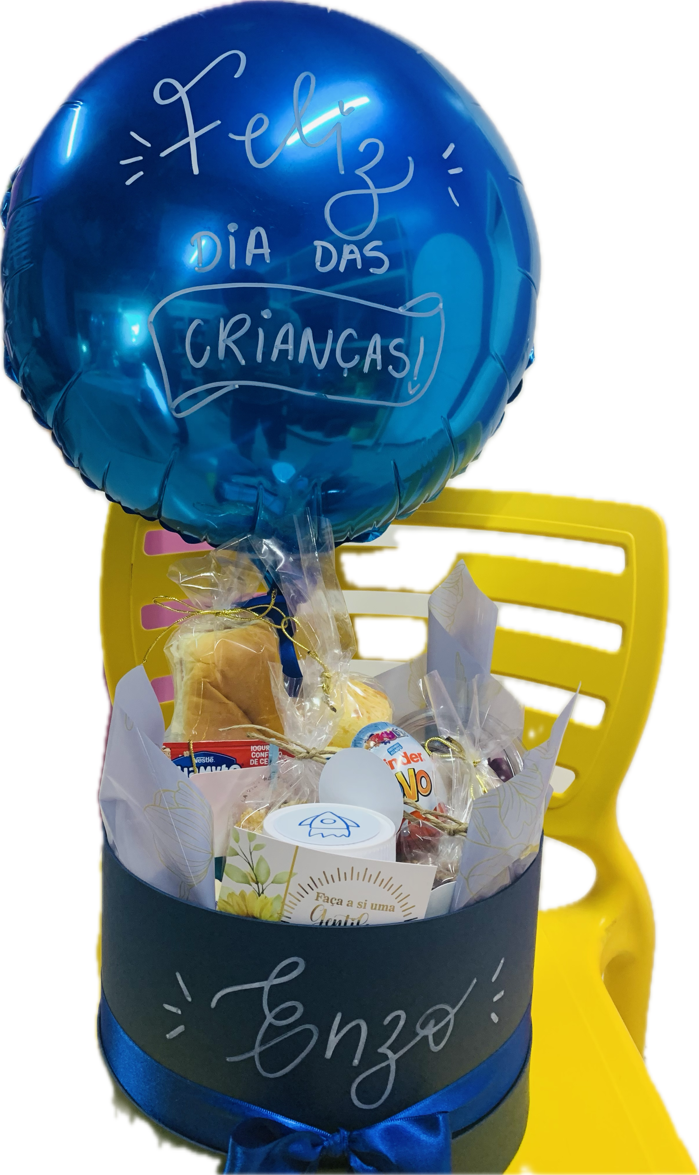 Box de caf da manh infantil azul marinho